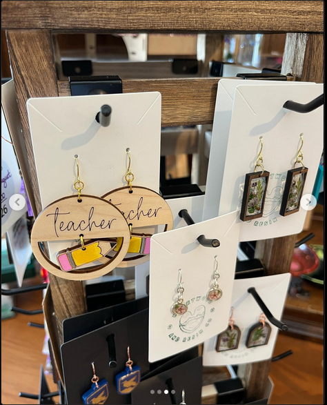 pencil earrings made from wood for back to school